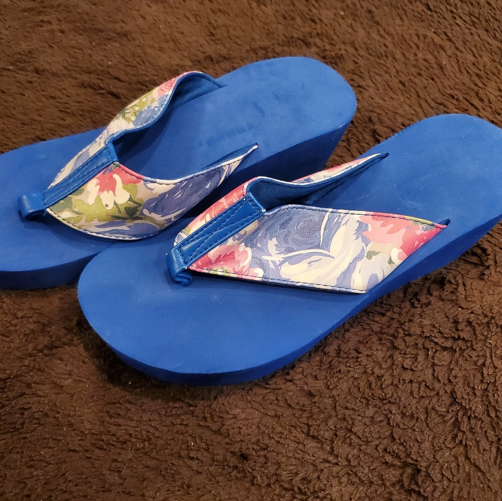 Womens blue wedge sandals